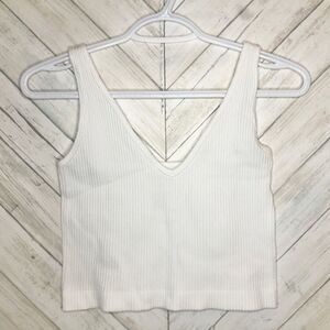 Aura white ribbed crop top
